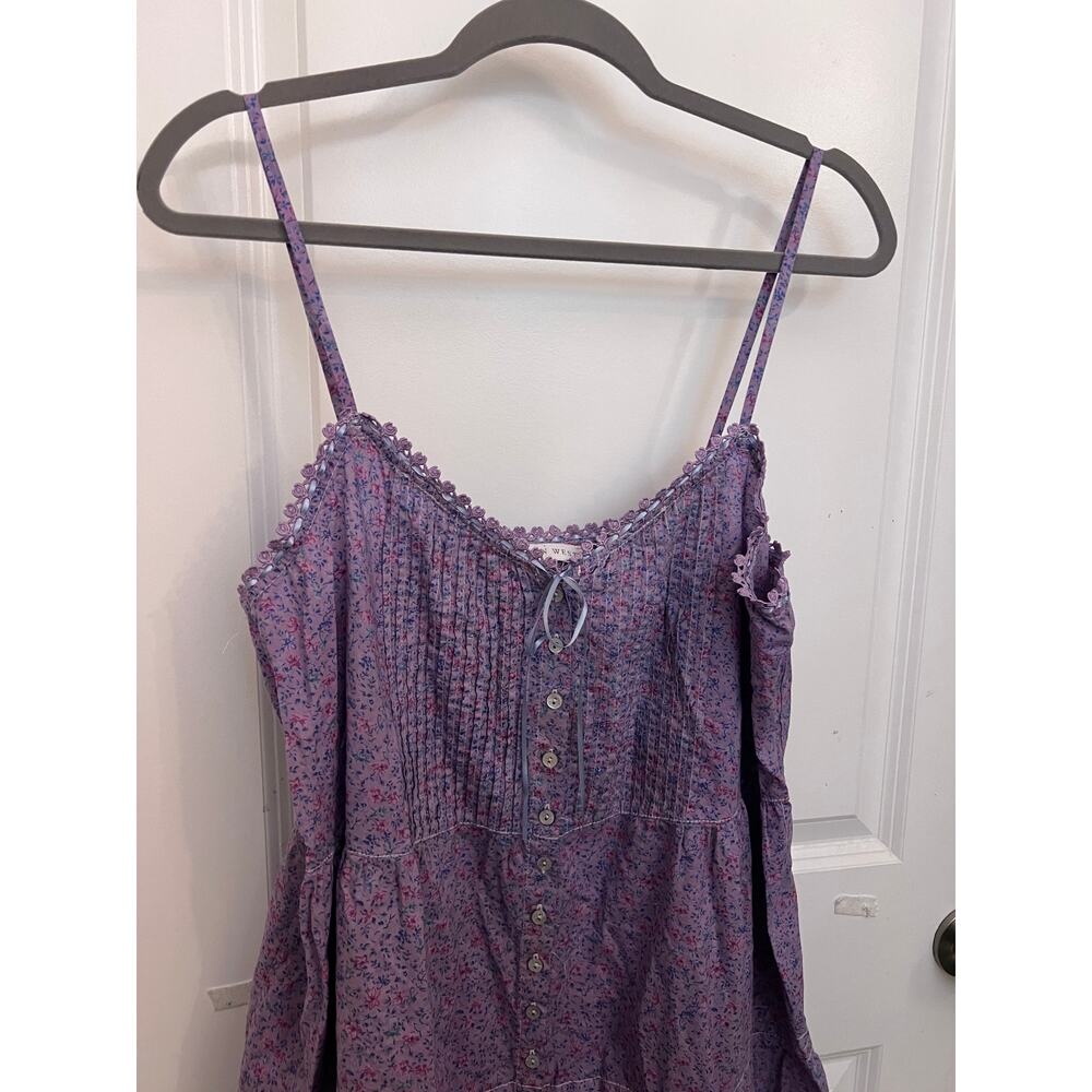 Eileen West Purple Ditsy Floral Pintuck Ballet Nightgown M prairie Victorian - Picture 5 of 9